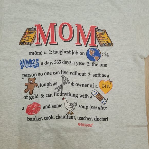 Mom T Shirt VTG 90s Womens M Single Stitch USA Made FOTL Flawed Stained - Picture 2 of 7